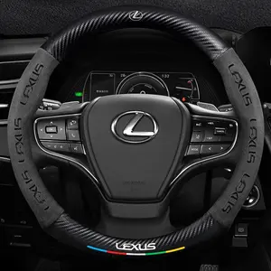 Car Interior Carbon Fiber Suede Steering Wheel Cover For Lexus ES200 ES260 ES300 RX300 LS500h GS300 IS250 IS300 CT200h LX570 GX NX UX RZ