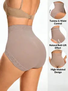 1 Count High Waist Compression Shapewear Bottoms, Fajas, Butt Lifting And Tummy Control Flat Belly Shaper Underwear, Women‘s Lace Comfort Shaperwear Panties, Suitable For Daily Wear Or Sports