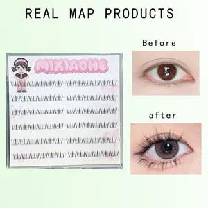 MIXIAOHE Flower Fairy Glue-free Lower Eyelashes, Cosmetic False Lashes, Cosmetic Eyelash Extension, 72 Clusters DIY Transparent Stem Natural Realistic Self-adhesive Strip Extension