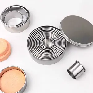 11pcs, Cake Mold Rings, Stainless Steel Mousse Cake Ring, Round Cookie Cutters, Donut Doughnut Pancake Molds, Baking Tools for Mini Cake, Pastry, Kitchen Gadgets, Kitchen Accessories, Home Kitchen Items Gift Package