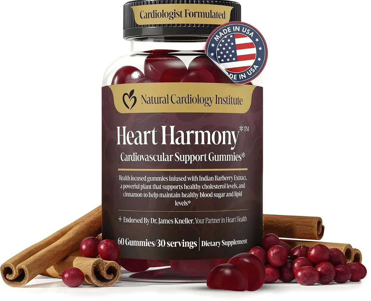 Heart Harmony™ Berberine Supplement Gummies with Ceylon Cinnamon – High Potency berberine with Ceylon cinnamon for Metabolism Blood Sugar Support Healthy Lipid Balance Circulatory Wellness