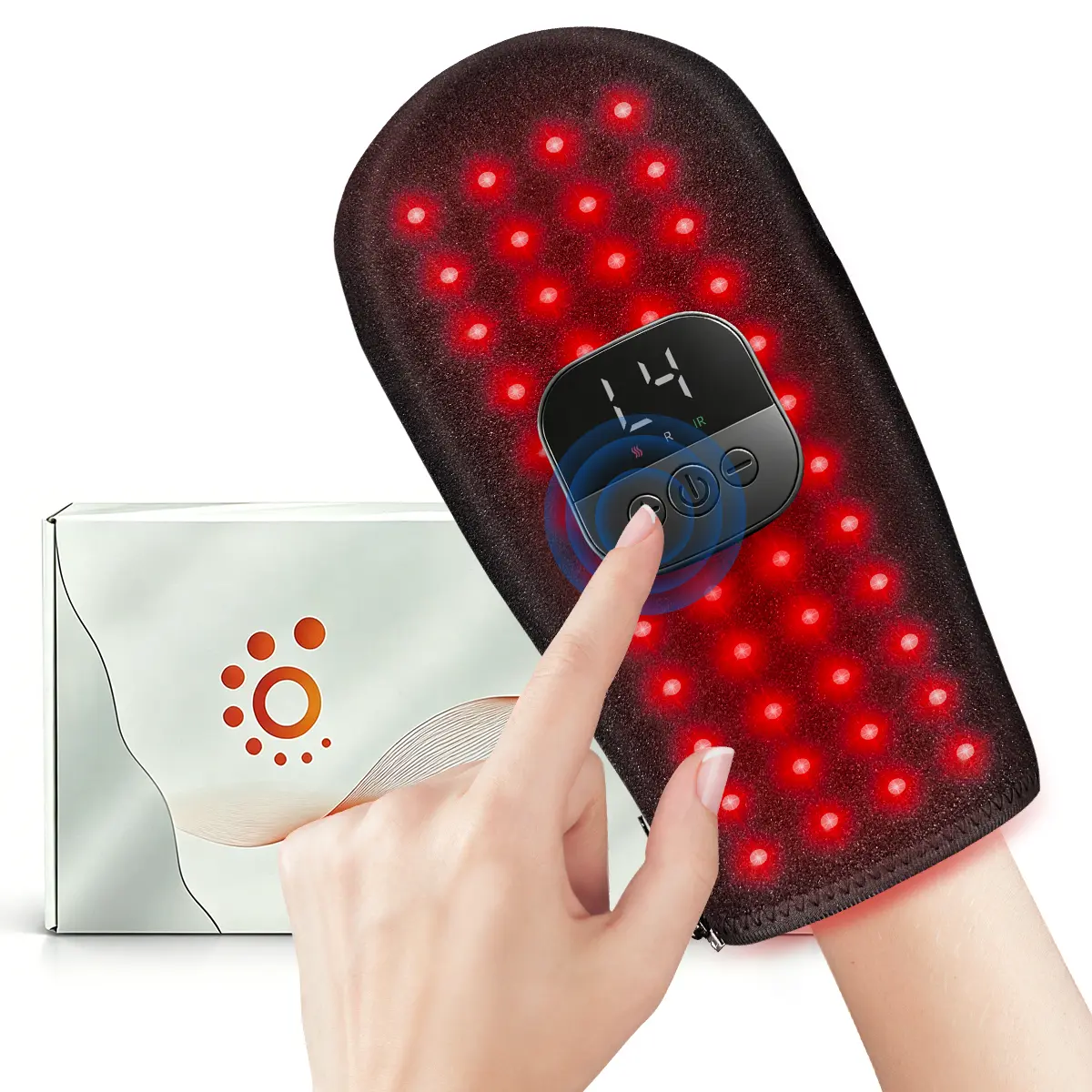 Heatable Red Light Hand Gloves - Soft Fabric Wearable Hand Care Device with Heat, Vibration, Smart Control, Adjustable Temperature, Zipper Design, LED Light, Lightweight Portability for Daily Relaxation, Gift Giving to Friends, Parents