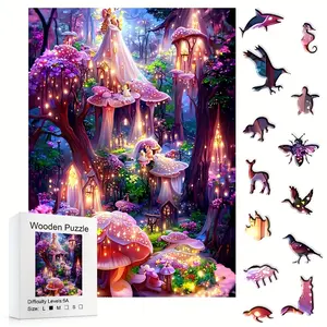 Magic Forest Castle Animal Alien Wooden Jigsaw Puzzle, DIY Wooden Puzzle, Creative Puzzle, Unique Design, Durable Material, Perfect Gift for Kids & Adults, Puzzle Art Gift, Ideal for Home Decor, Art Puzzles Gift