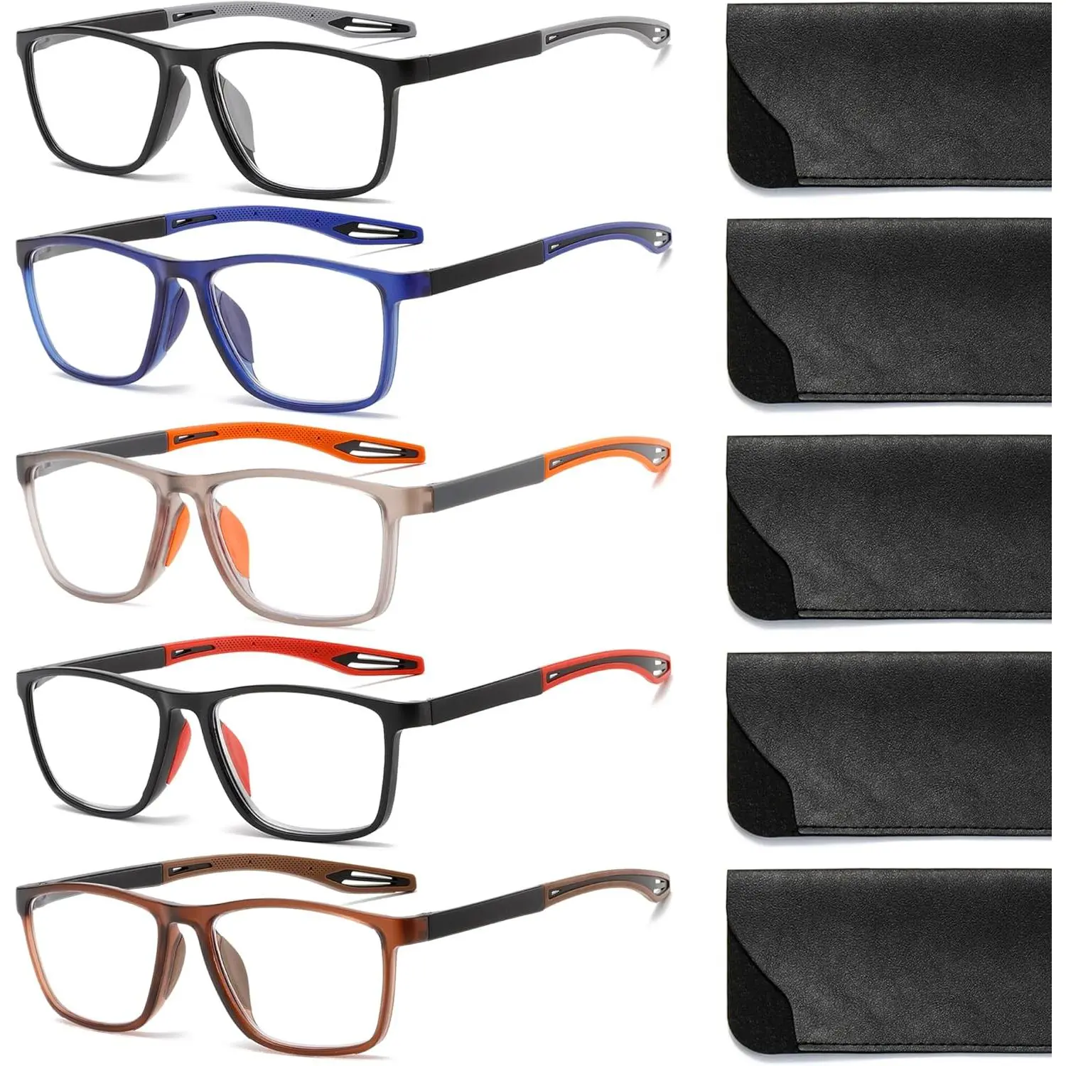 Men's TR90 Lightweight Durable Glasses - Silicone Pads Reading Eyeglasses, Blue Light Filtering Computer Glasses for Daily Use