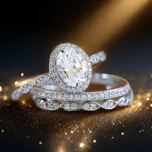 1ct Promise Stacking Rings| 925 Silver Plated| Engagement/Wedding/Valentine's/Mother's Day/Christmas Gifts| Evening Party Jewelry Set