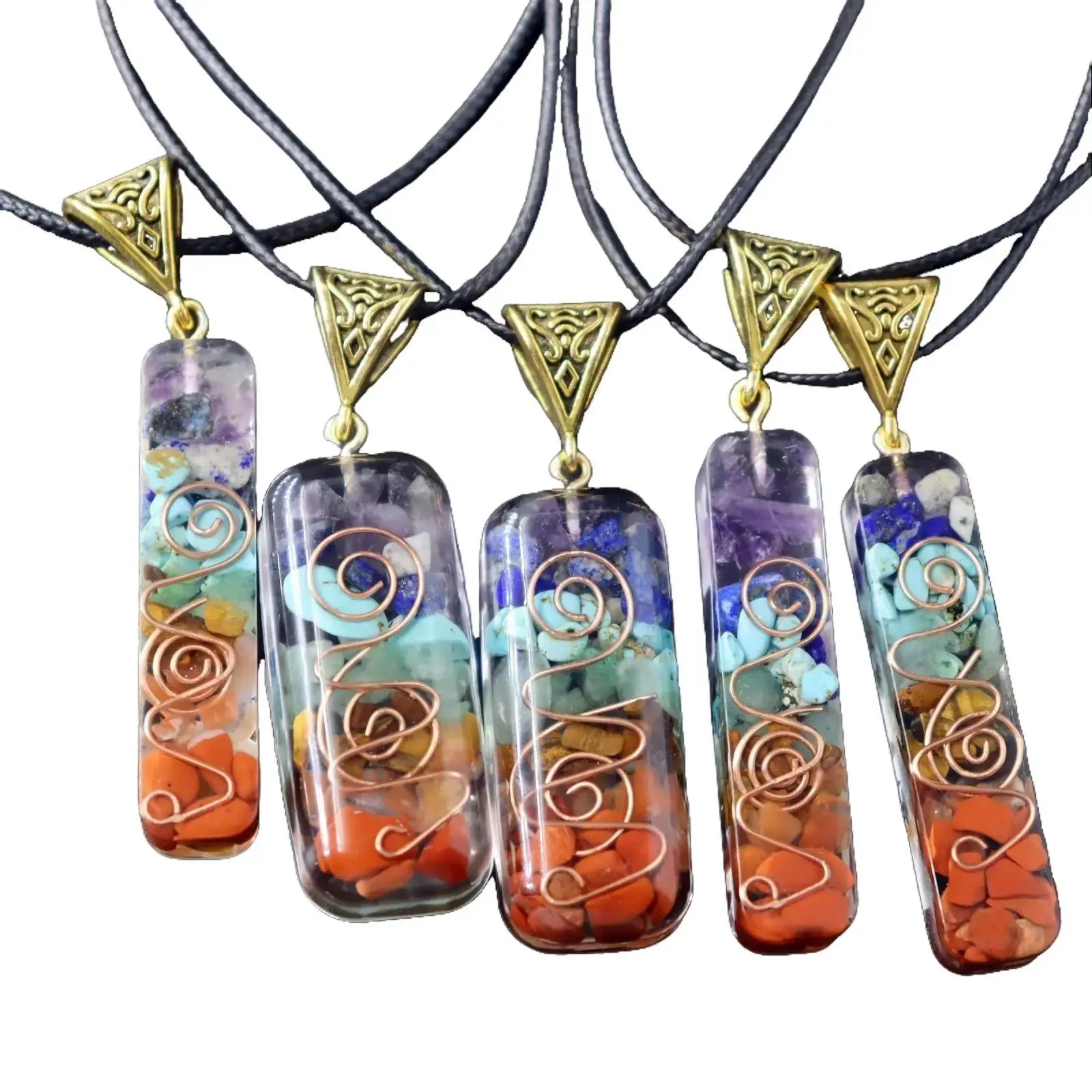 Seven Chakra Reiki Pendant for Meditation - Unisex Stone Necklace
