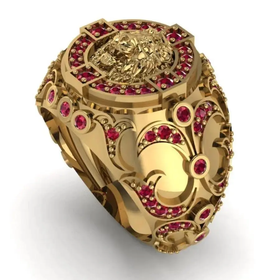New Basketball Champion Lion Animal Ring Men's Hip Hop Style Stainless Steel Jewelry for Sports Fans