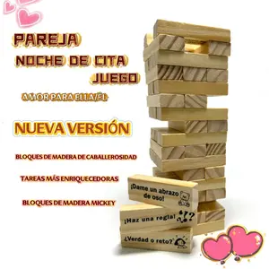 Block tower game for dating(Spanish version),Stacking-tower game for couple,Gift forFriend,Best Game for Party.Regalo de San Valentín