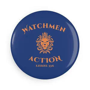 Watchmen Action Round Magnet – Lion Emblem, Ezekiel 33:6 - Inspirational Button!