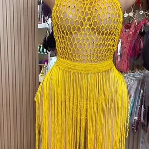 Crochet Lingerie Dress beachwear Women's Sexy Nightwear - Bodysuit with Fringes, Comfortable Teddy Style Women's Wear - Womenswear, Bodysuits, Elegant Design, Soft Feel, Versatile Wardrobe Addition