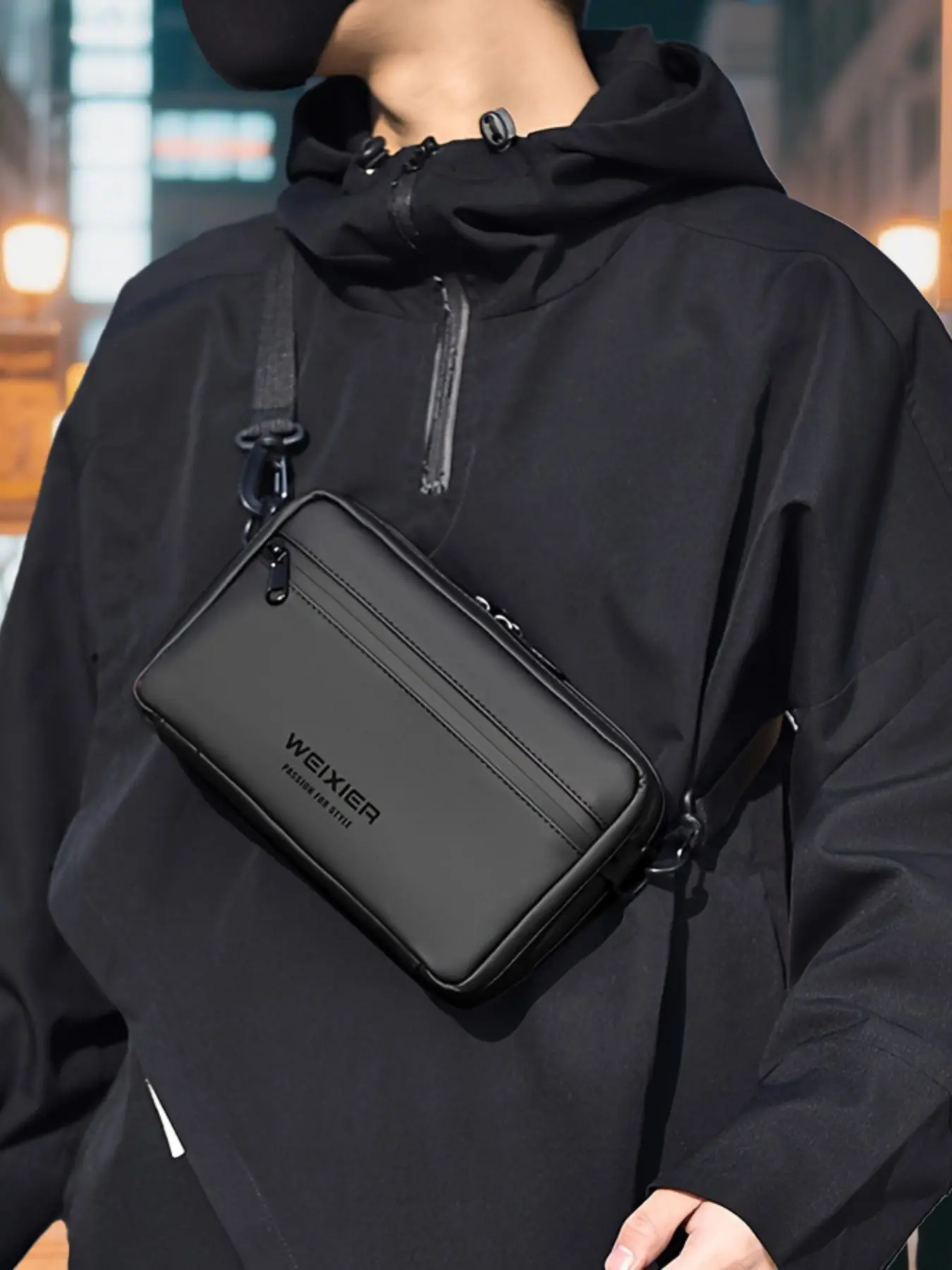 Men's PU Leather Crossbody Bag, Waterproof Lightweight Shoulder Bag, Casual Daily Use for Business Commute