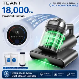 【DealsForYouDays】Teant Mattress Vacuum Cleaner with Dust Sensor & Green Light Detection, 18kPa Suction + 33000 RPM Tapping, UV & Ultrasonic Dust Mite Removal, Aroma Tablet, Pet Hair Cleaner for Bed Sofa Baby Crib,summerwins