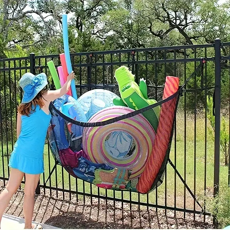 Unisex Hanging Net Beach Bag - Large Capacity Outdoor Organizer for Pool Toys, Swim Rings, Floaties, Beach Accessories, Water Sports Storage