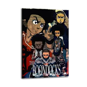 The Boondocks Cartoon Character Collage Artistic Wall Decor, Waterproof Canvas Poster, Cute And Vibrant Poster for Bathroom, Living Room, Bedroom, Dorm, A Perfect Gift Idea for New Year Home Decor