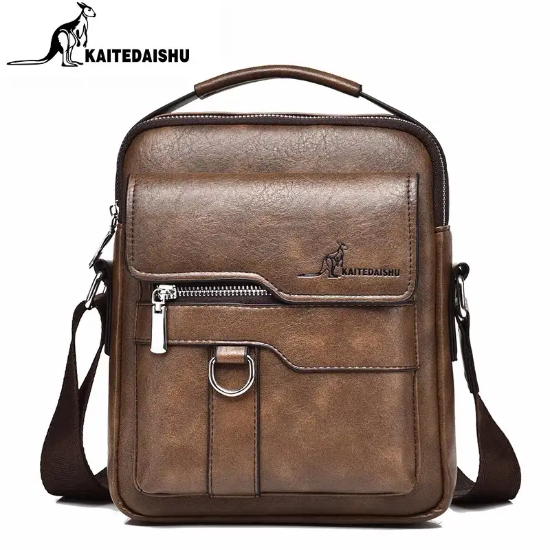 Men's Casual Shoulder Bag, Large Capacity Multifunctional PU Travel Crossbody Bag, Waterproof & Wear-Resistant, Versatile Fashion Bag