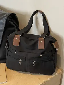 Simple large capacity zipper closure ladies handbag, popular shoulder bag, Casual Commuter Bag, suitable for daily commuting work and students' fashionable and simple design, suitable for going out, office workers commuting, and class straps Large Bag