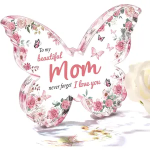 Eletorot Birthday Gifts for Mom Butterfly Shaped Acrylic Keepsake Mom Gifts from Daughter Son Unique Mom Birthday Gifts 5x3 8 inch Mothers Day Thanksgiving Christmas Gifts for Mom