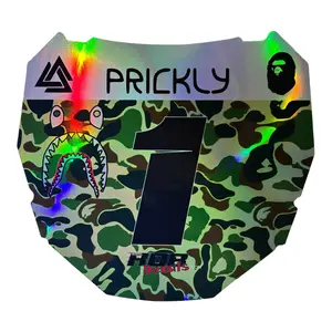 ODI Style Front Number Plate Decal — Green Designer Camo (Holographic Chrome)