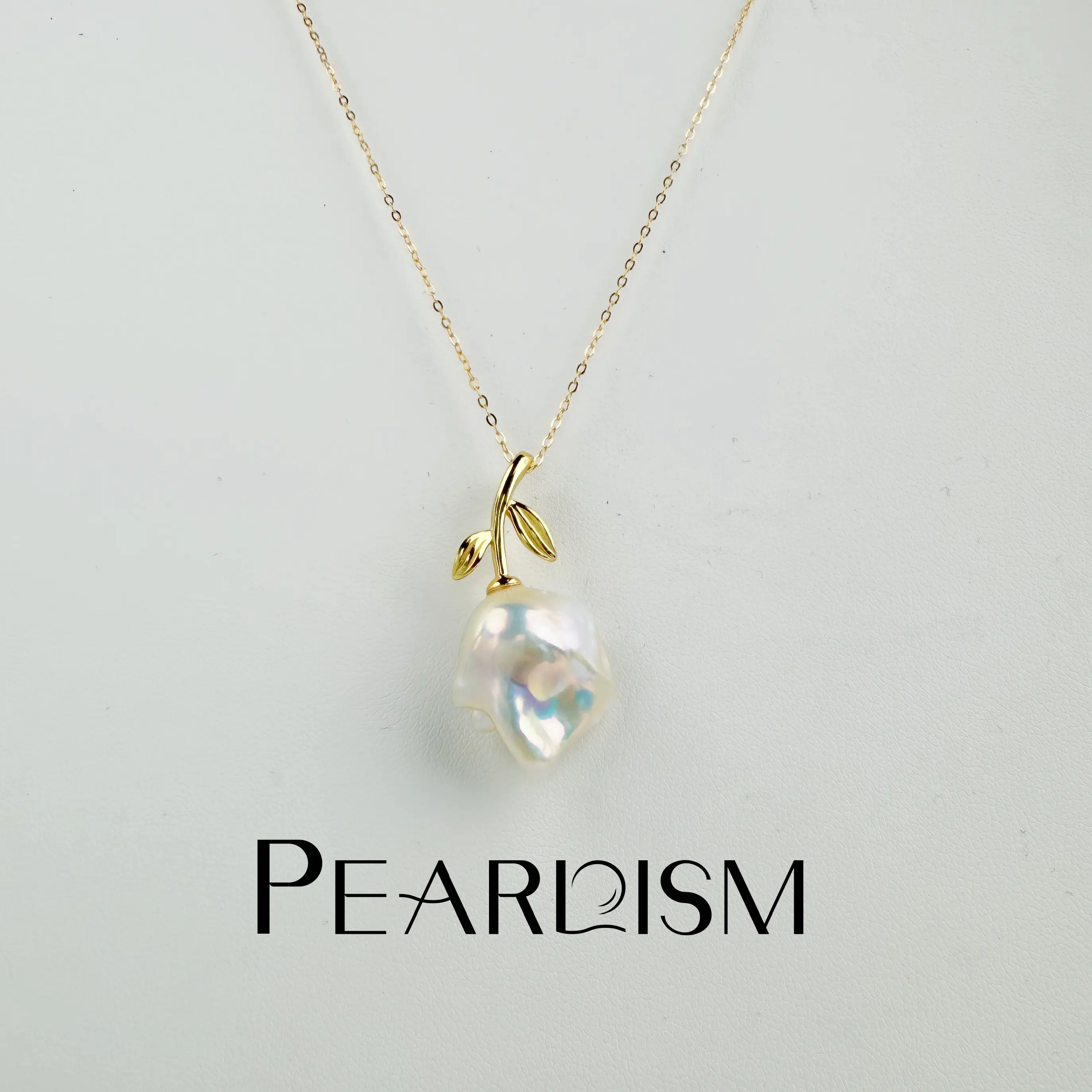 【Live】PEARLISM Dainty Baroque Pearl Rose Pendant | Free S925 Chain Gold/Silver Hypoallergenic-AFBP003