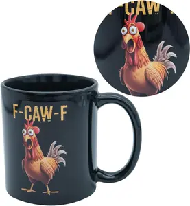 F-Caw-F Funny Chicken Mug,White Elephant Gifts Hilarious FCawF Ceramic Coffee Cup for Men & Women, 11oz Humor Coffee Mug