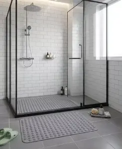 EverydayEase Non-Slip Comfort Mat 36cmx69cm Advanced Water-Wicking Fiber Anti-Slip Surface Reinforced Suction Base for Safer Cleaner Home Bath Tub Shower Mat Absorbent Bathroom Set