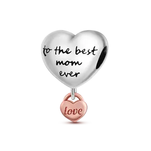 MULA Mom Love Pendant - 925 Silver-plated and Engraved Lock Pendant, a Sentimental Gift for Mother, Suitable for Pandora Bracelet