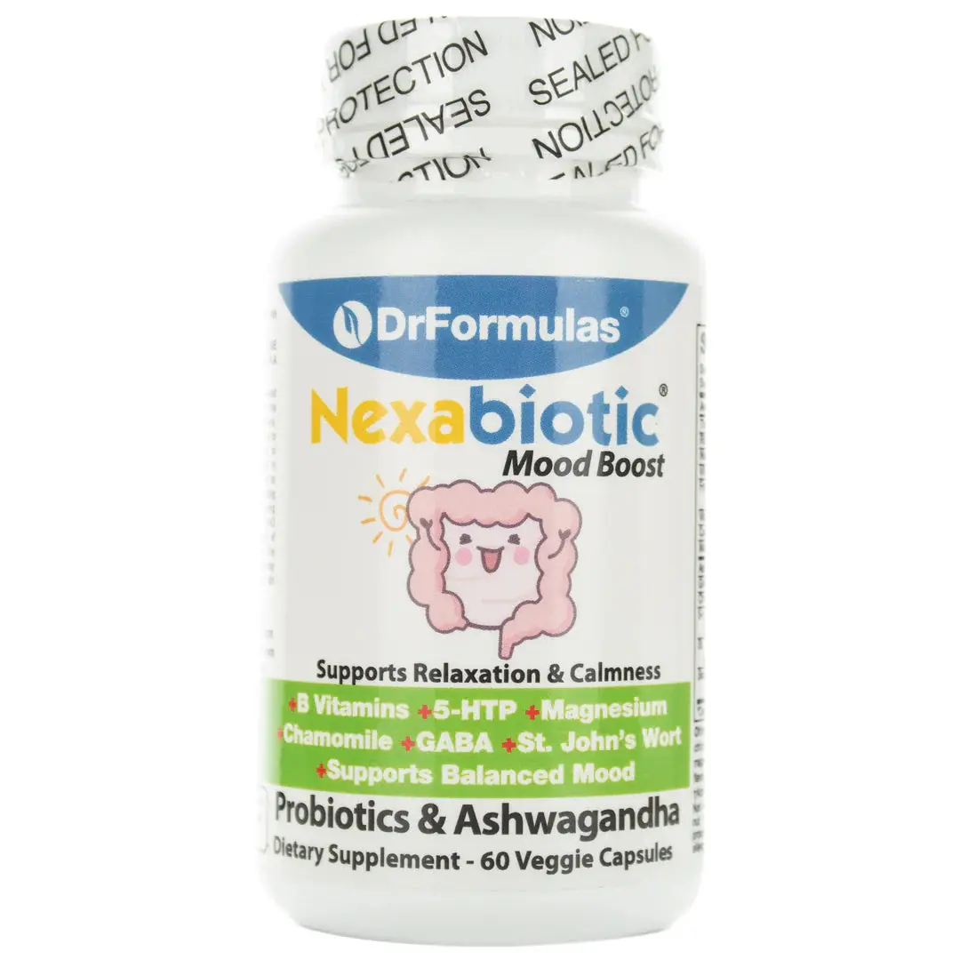 DrFormulas Mood Boost Probiotics with Stress B Complex Vitamins -Ashwagandha Root Extract, GABA, Chamomile, 5-HTP, St. John’s Wort