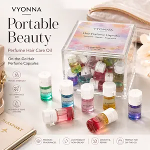 Portable Hair Perfume Oil Capsules, 40 Mini Bottles with 10 Scents, 2-in-1 Leave-In Hair Serum & Fragrance Hair Oil for Travel Gym Purse, Lightweight Non-Greasy Treatment for Frizzy Dry Damaged Hair