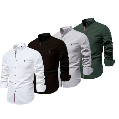 Men's Linen-Cotton Blend Button Down Long Sleeve Collared Shirt - Breathable, Plain Relaxed Fit, Minimal Chic, Non-Fitted Menswear Casual Top for Spring Summer Office, Travel
