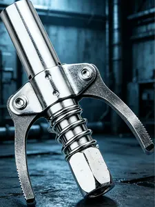 12000 PSI Grease Gun Coupler, Quick Lock Dual Handle Grease Gun Tip with 6-Jaw Locking Claws, Leak-Proof 1/8" NPT Universal Coupler for Standard & Metric Zerk Fittings