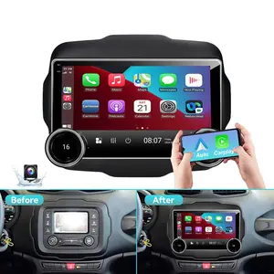 Dual Knobs Car Radio for Jeep Renegade 2015-2020, Android 13 Car Stereo Wireless Carplay, 10 inch Touch Screen with Android Auto WiFi GPS Bluetooth 5.4