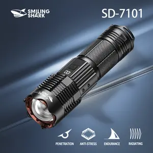 【SD-7101】SmilingShark Super Bright  Light Led M90 Powerful With Electronic Whistle Sensor Function USB Rechargeable Zoomable Long Shot Torchlight Outdoor Police Light Camping