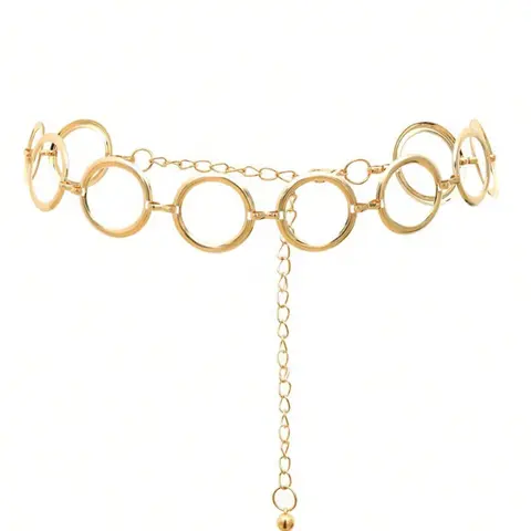 Women's Punk Style Geometric Ring Linked Body Chain, Fashion Body Jewelry for Parties & Daily Wear, Trendy Versatile & Exquisite Jewelry for Birthday Gifts
