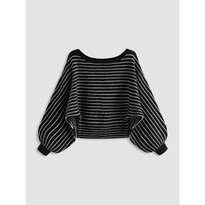 Cider Knit Wool-blend Boat Neck Striped Oversized Sweater