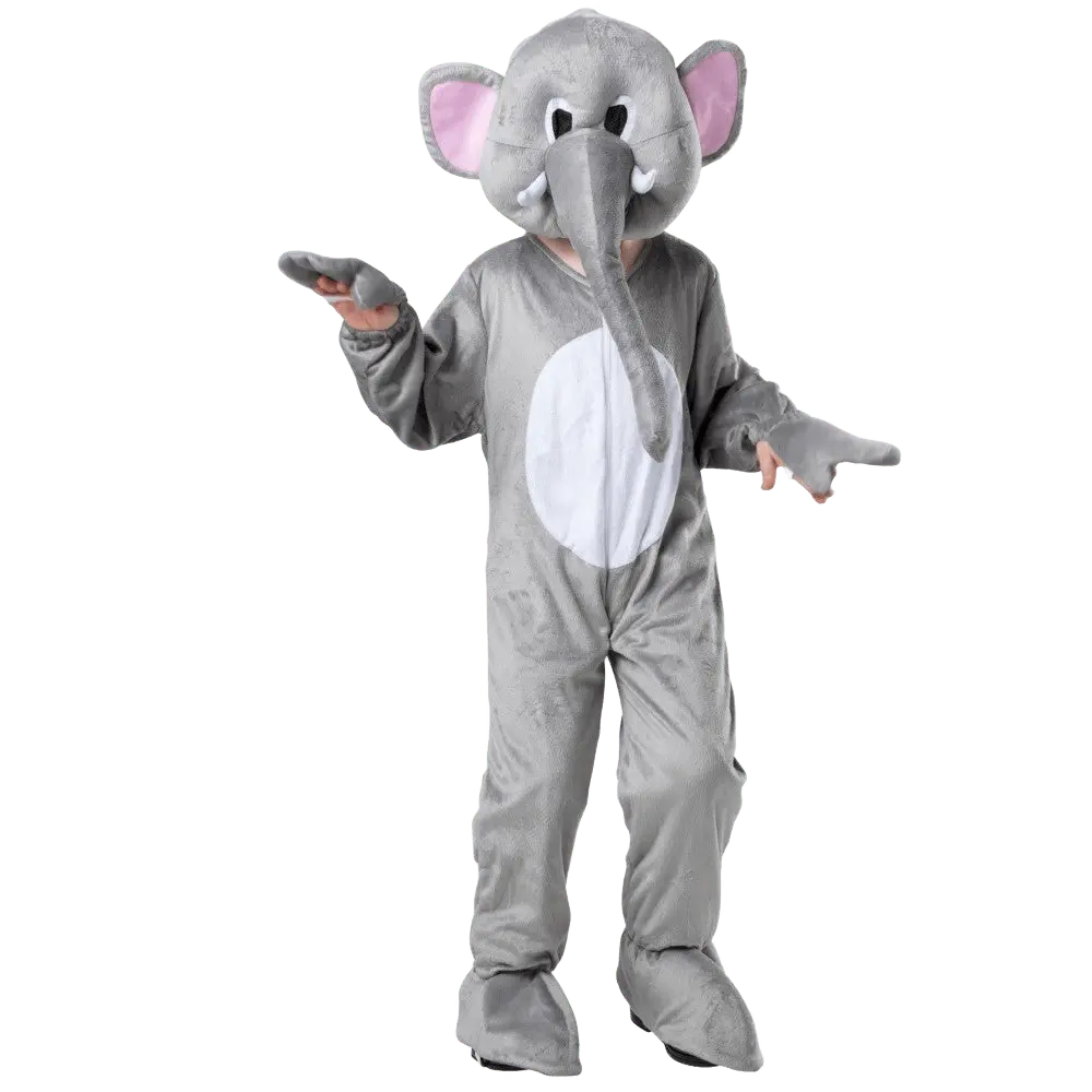 Elephant Mascot Costume for Kids - Grey Jumpsuit with Hand and Shoe Covers - Perfect for Halloween, Animal Theme Party, School Play -  Cosplay Costume
