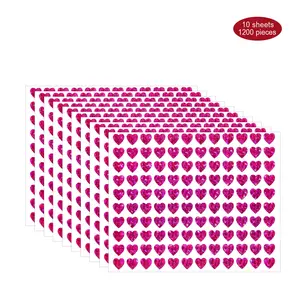 1200 Pieces Holographic Laser Stickers, Heart Shape Self-Adhesive Waterproof Office Supplies, Envelope Diary Birthday Party Decorations