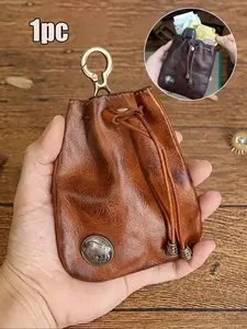 Viking Vintage Polish Mini Soft Leather Waist Bag, Waist Belt Bag, Coin Pouch Keychain Holder, Unisex Money Storage, Casual Style Accessory, Waist Packs
