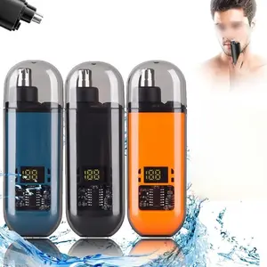 Nose Hair Trimmer for Men Women, USB Rechargeable Trimmer, Painless Eyebrow Facial Hair Shaver, LED Display Nose Clipper, Waterproof Dual Edge Blades Clipper for Easy Cleaning