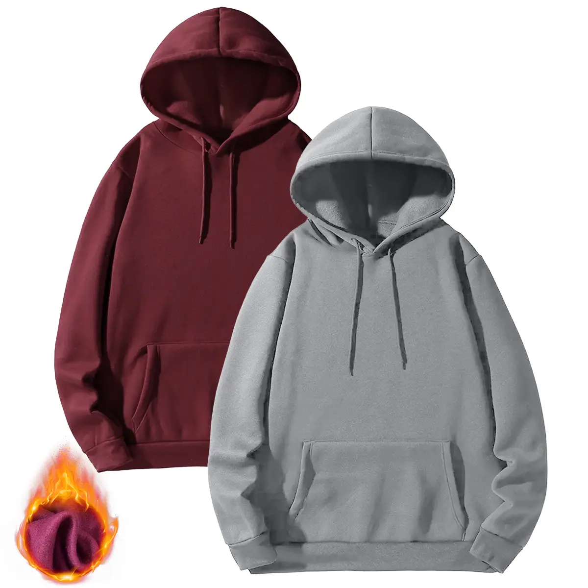 Holafish 2PCS Fleece Hoodies Adult Women Men Ultimate Sweatshirt Thicked Hoodie Polyester Cotton Blend Lavender Color H71 summervibes