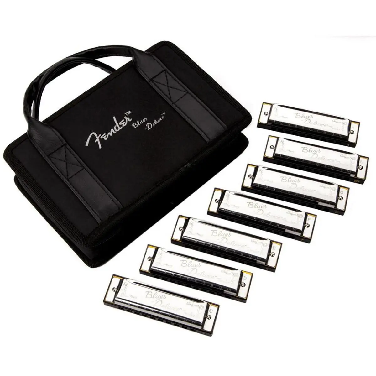 Fender Blues Deluxe Harmonicas Seven-Key Sampler Set with Case, 7-Pack