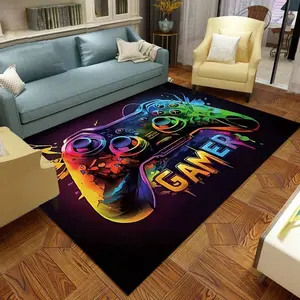 1pc Gaming Faux Cashmere Rug For Boys Room - Gamepad Carpet Theme,Perfect For Gamer Boy Bedroom Room Gamer Controller Design Rectangular Game Non-Slip Rug - Suitable For Game Room, Electronic Game Room