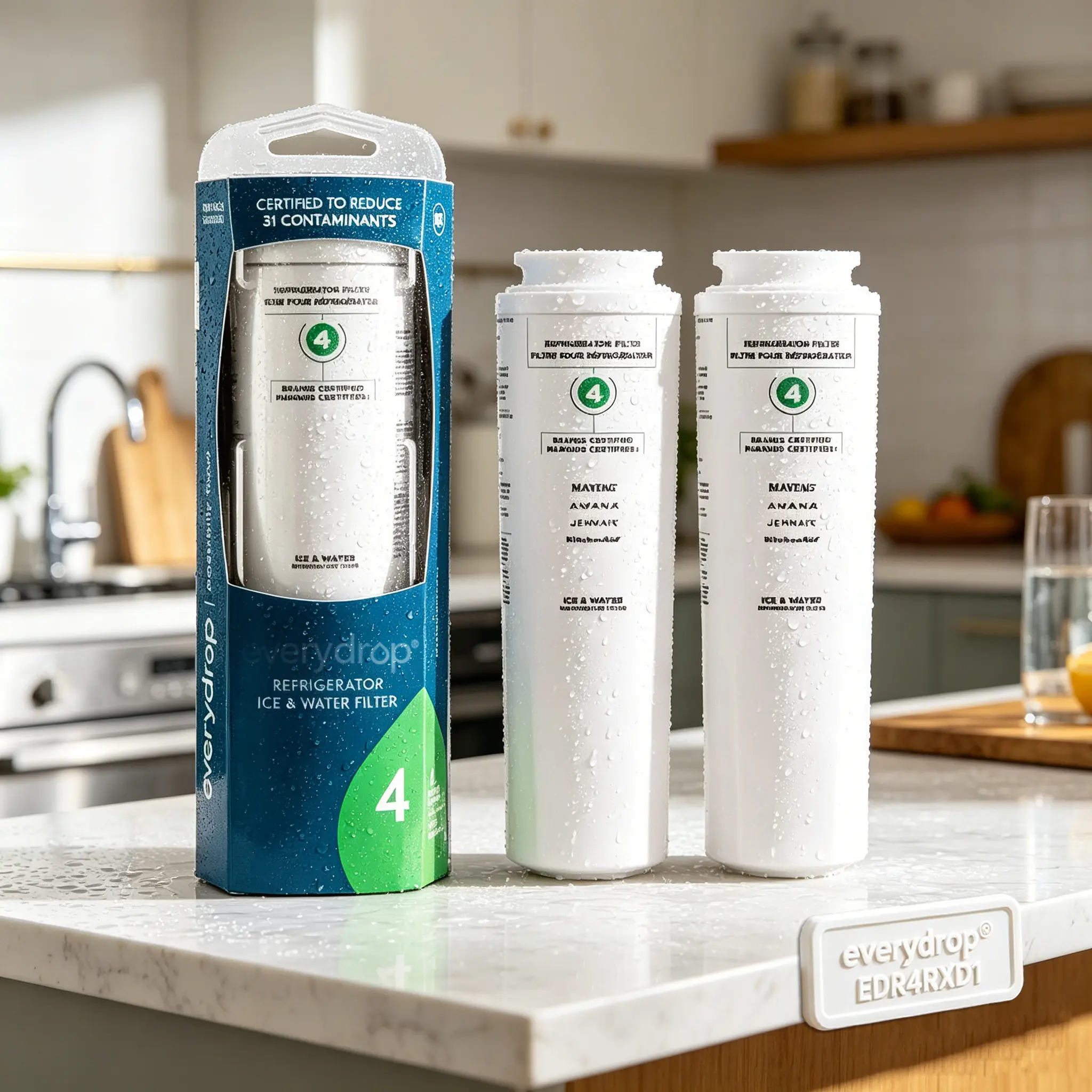 NSF Certified Brand Genuine EDR4RXD1 Refrigerator Water Filter Compatible with Whirlpool UKF8001 4396395, Maytag UKF8001, UKF8001AXX, EveryDrop Refrigerator Water Filter 4, RFC0900A, UKF8001AXX-200, UKF8001P, 469006, PUR, Puriclean II Optimal Performance,