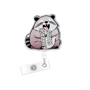 Funny Acrylic Bling Retractable Badge Reel, 1/16pcs Belt Clip Retractable Name Badge Holder for Nurse Doctor Student Worker Volunteer Badge Decoration Badge Reels Retractable