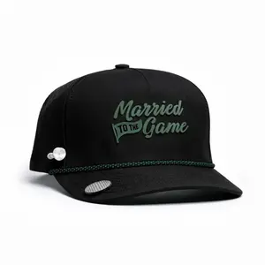 Brimz Supply Golf Performance Hat - Tee Holder & Magnetic Brim - Breathable Sweat & Water Resistant Golfing Snapback Cap (Married to the Game)
