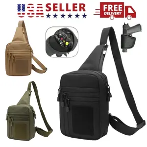Tactical Gun Bag with Pistol Holster - Adjustable Crossbody Chest Pack, Concealed Carry System, Quick-Access Zipper & MOLLE Webbing, Durable High Quality Material, Ergonomic Design for Hunting, Shooting Sports, CCW - Unisex for Men & Women