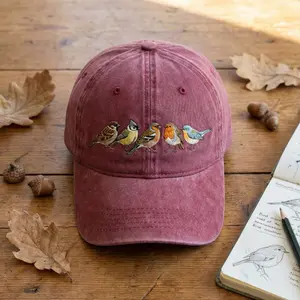 Bird Lover Hat – Embroidered Row of Birds Dad Cap, Nature Baseball Hat, Ornithology Gift for Bird Watchers