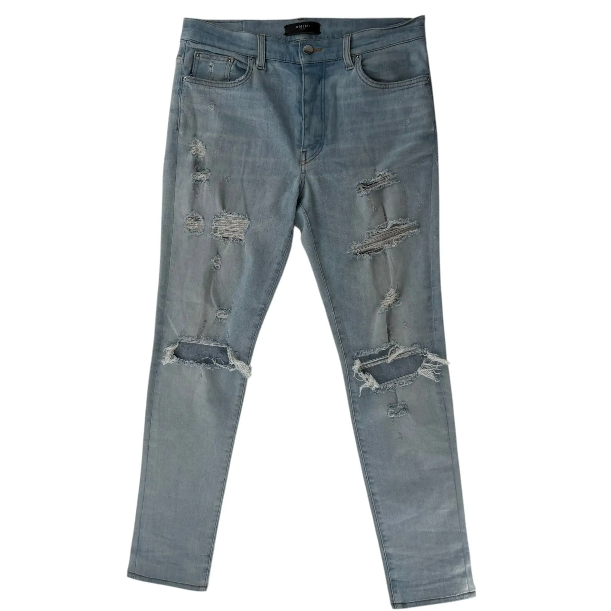 987144 Amiri Distressed Jeans Blue