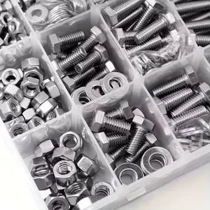 240pcs M4 M5 Hex Bolts, Hex Cap Screws and Nuts Kit - 6-Size Assortment, Corrosion-Resistant Heavy-Duty Fasteners with Durable Storage Box, Right-Hand Thread for Secure Connections (Compatible with M4 M5 Screws)