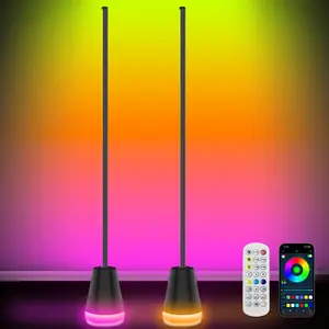 Smart RGB LED Corner Floor Lamp, App Remote Control, Music Sync, Timer Setting, 16M Colors Decorative Light Decor, Multifunctional Lighting for Home Gaming, Bedroom