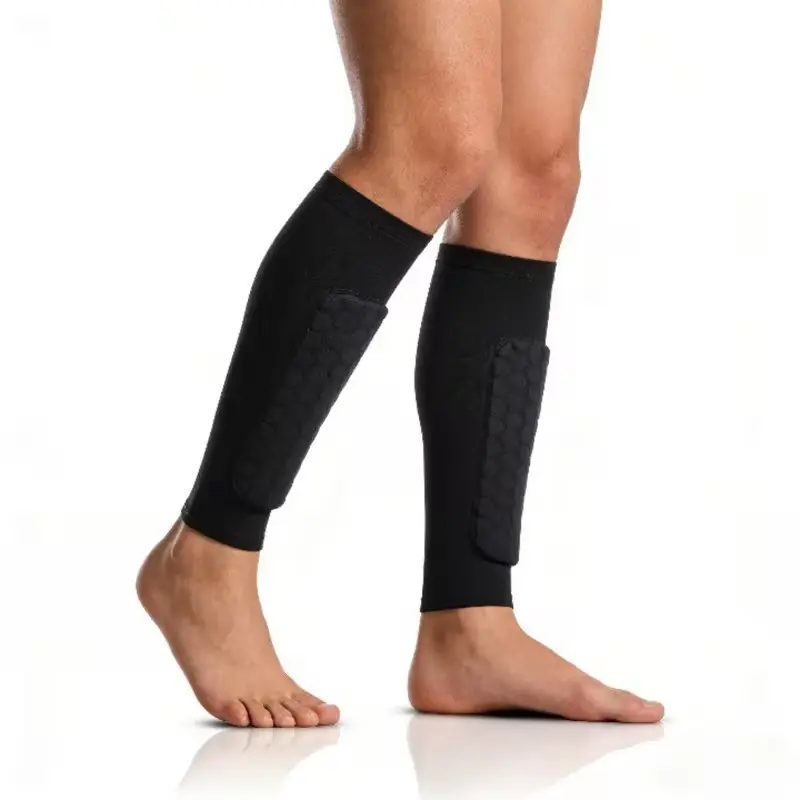 HOXEZU Shin Guards, Honeycomb Padded Compression Sleeves for Unisex Youth & Adults, Shock Absorbent Anti-Slip Elastic Nylon for Soccer & Baseball, Pair Pack, Sizes S, M, L, Breathable, Adjustable
